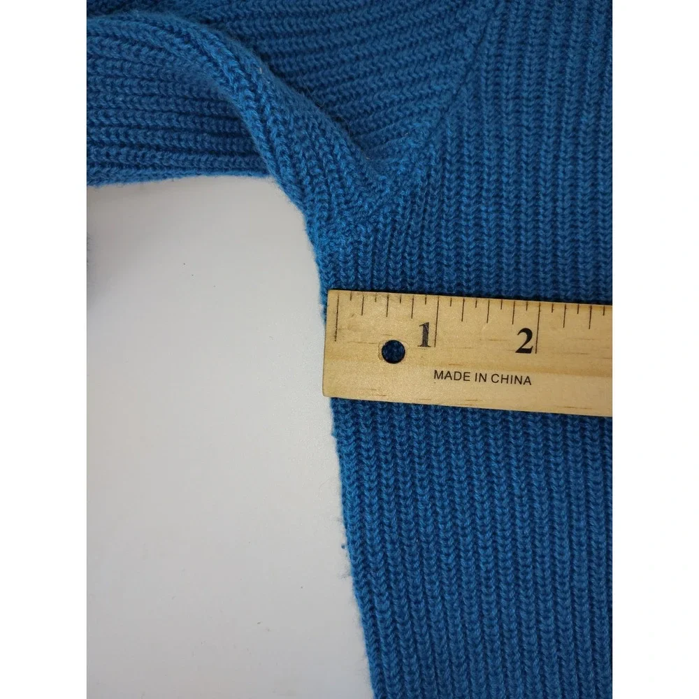 Woolrich Sweater Teal Blue Cotton Blend 90s Shawl Collar Pullover Made In USA
